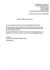 Notice of Vacancy and Co-option